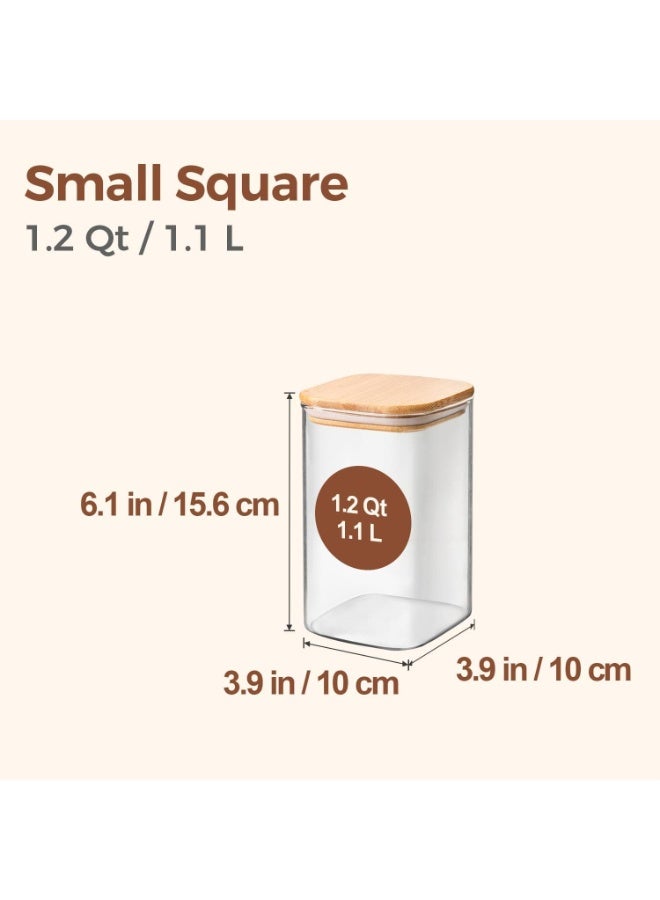 Anmi 6-Pack Square Glass Jars with Airtight Lids, Clear Food Storage Canisters & Pantry Organizers, BPA-Free, Easy Clean, Perfect for Flour, Oat, Tea, Coffee Beans & Cookies - Image 2